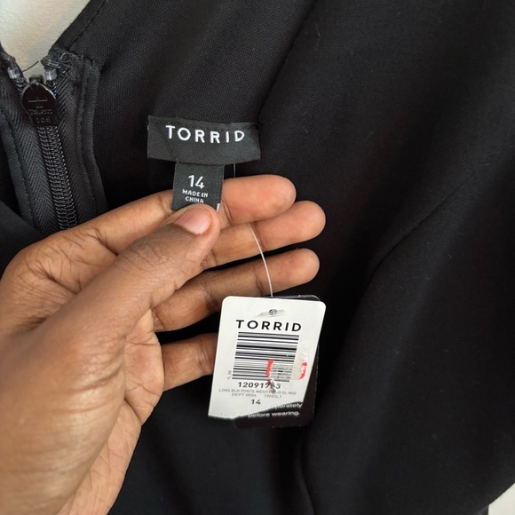 Torrid Dress Black Whimsigoth Fairy Grunge Sz 14 Mesh Plaid Midi Flowy Babydoll - Picture 6 of 10